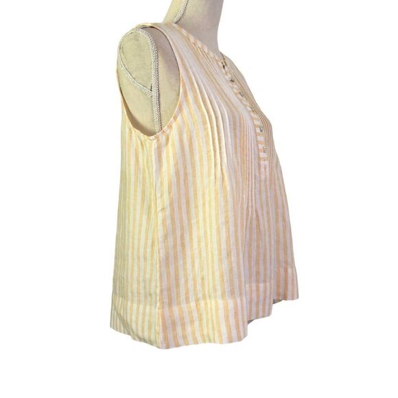Faherty Isha Top Yellow Stripe Linen Size Medium NWT - Picture 15 of 15